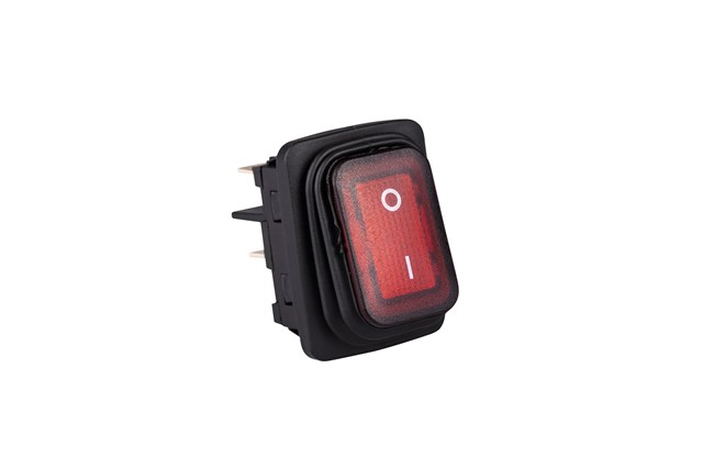 30*22mm Black Body 2NO with Illumination with Terminal (0-I) Marked Red A54 Series Rocker Switch